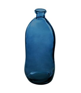 Vase Bouteille En Verre Recyclé Bleu Orage H 73 Cm