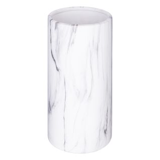 Vase cylindrique H. 20 cm SAO Céramique aspect marbre blanc