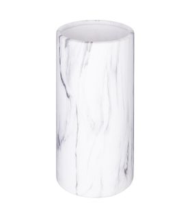 Vase cylindrique H. 20 cm SAO Céramique aspect marbre blanc