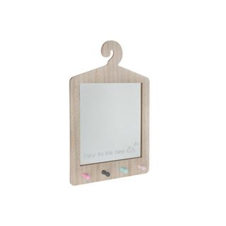 Patère 4 Têtes Avec Miroir "cintre" 29x44cm Naturel