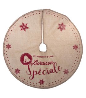 Déco De Noël Tapis Pour Pied De Sapin En Jute Imprimée  D 90 Cm