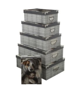 Lot De 6 Boites De Rangement Avec Coins En Métal