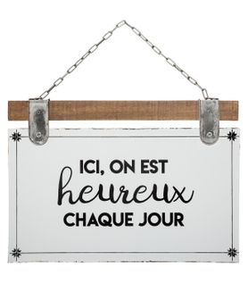 Plaque Décorative En Bois Et Métal Avec Citation 35 X 25 Cm