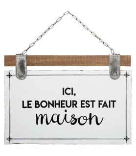 Plaque Décorative En Bois Et Métal Avec Citation 35 X 25 Cm