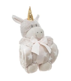 Plaid Enfant Et Sa Peluche Licorne 75 X 100 Cm