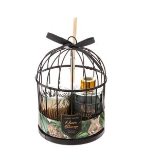 Coffret Senteur Nature Sauvage Cage En Métal , Diffuseur De Parfum Et Bougie Parfumée