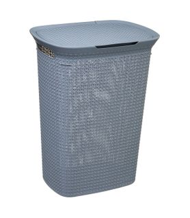 Panier à Linge 57l Gris Poignées Et Couvercle Intégrés L 46.5 X L 35 X H 61.6 Cm