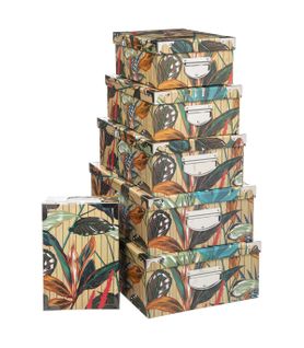 Lot De 6 Boîtes De Rangement Avec Poignées Et Coins En Métal Déco Palawan