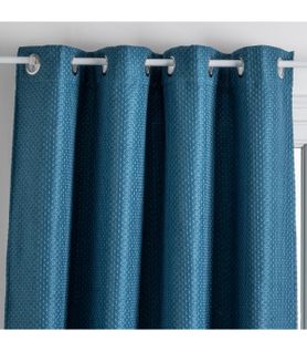 Rideau à Oeillets Occultant Jacquard Bleu Canard 140 X 260 Cm