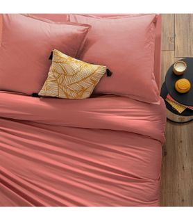 Drap Housse 2 Personnes En Coton Rose Blush 140 X 190 Cm