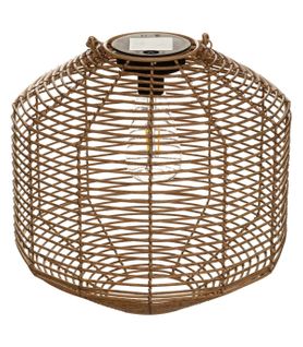 Lampe Solaire En Métal Et Rotin D 30 X H 30 Cm à Poser Ou à Suspendre