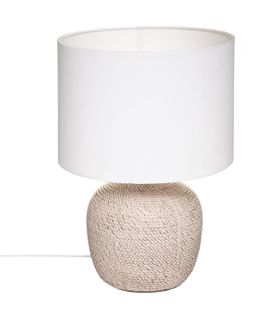 Lampe à Poser En Céramique Beige Et Abat Jour Blanc H 39.5 Cm