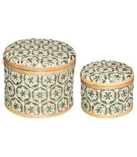 Lot De 2 Boites De Rangement Rondes En Bambou