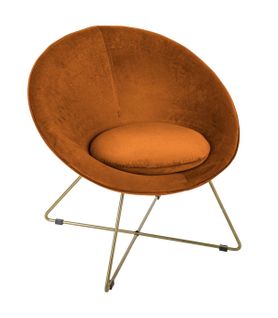 Fauteuil En Velours Ambre Et Pieds En Métal Doré