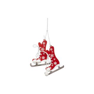 Sujet De Noël 2 Patins "étoile" 10cm Rouge et Blanc