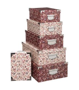 Lot De 6 Boîtes De Rangement Avec Poignées Et Coins En Métal Déco Délicatesse