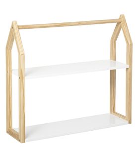 Étagère Enfant Forme Maison En Bois Beige Et Blanc H 51 Cm