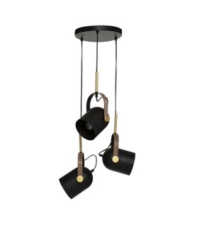 Luminaire Suspension 3 Lampes En Métal Noir et Doré H 83 Cm