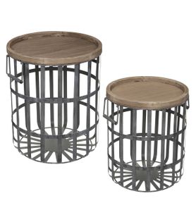 Set De 2 Tables à Café En Bois Et Métal Gris Industriel
