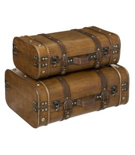 Lot De 2 Coffres De Rangement Cantines Rétro En Bois