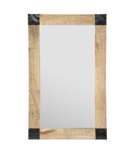 Miroir Mural En Métal Et Bois De Manguier 70 X 116 Cm