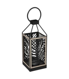 Lanterne Photophore Feuillage En Métal Bougeoir En Verre H 38 Cm
