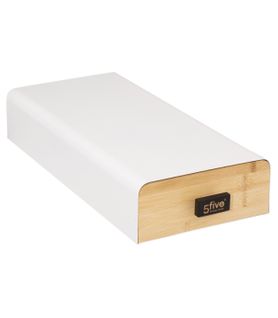 Porte-capsules Tiroir En Bambou Et Métal Blanc Capacité 30 Capsules