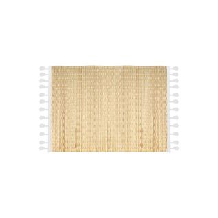 Set De Table à Pompons "terre" 30x45cm Blanc