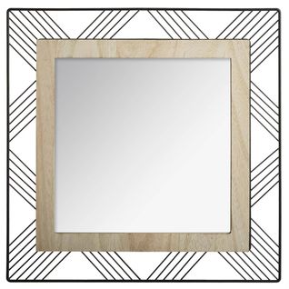 Miroir "joe" - Métal Et Bois - Noir - 45x45 Cm