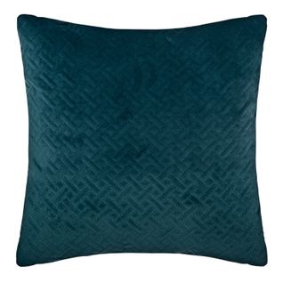 Coussin Déhoussable Bleu En Velours Embossé 40 X 40 Cm