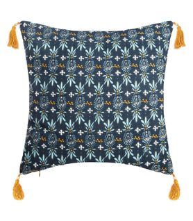 Housse De Coussin Réversible Exotique Et Pompons 40 X 40 Cm