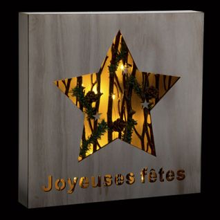 Décoration De Noël à Poser Lumineuse Bois Xmas - Marron