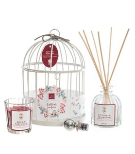 Coffret Senteur Poésie Zen Cage En Métal , Diffuseur De Parfum Et Bougie Parfumée