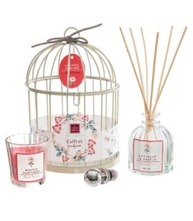 Coffret Senteur Poésie Zen Cage En Métal , Diffuseur De Parfum Et Bougie Parfumée