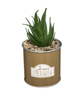Plante Artificielle Pot En Zinc Avec Message H 16 Cm