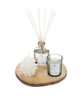 Coffret Senteur Sur Plateau Diffuseur De Parfum Avec Bâtonnets Et 2 Bougies