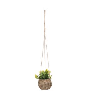 Plante Artificielle Suspendue Pot En Roseau H 60 Cm