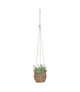 Plante Artificielle Suspendue Pot En Roseau H 60 Cm