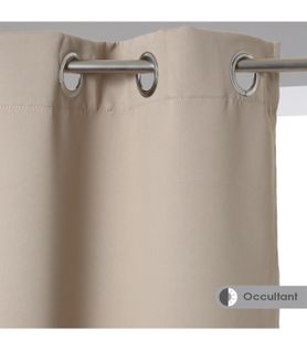 Rideau à Oeillets Occultant Beige Lin 140 X 260 Cm