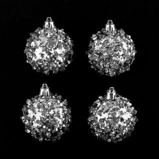 Lot De 4 Boules De Noël Effet Goutte - Argent