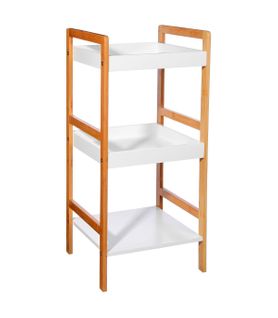 Étagère De Rangement 3 Niveaux En Bambou Et Bois Blanc H 80 Cm