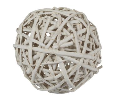 Boule déco Osier 8 cm Blanc