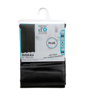 Rideau De Douche Noir 180 X 200 Anneaux Inclus
