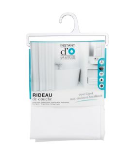 Rideau De Douche Blanc  180 X 200 Cm Anneaux Inclus