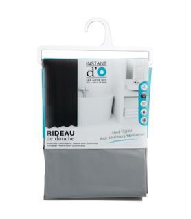 Rideau De Douche Gris 180 X 200 Cm Anneaux Inclus