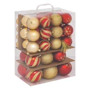 Déco De Sapin Lot De 60 Boules De Noël De 4 à 8 Cm - Rouge Et Doré