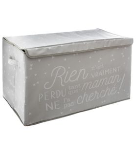 Coffre De Rangement Gris Avec Message Imprimé 62 X 36 X 38 Cm