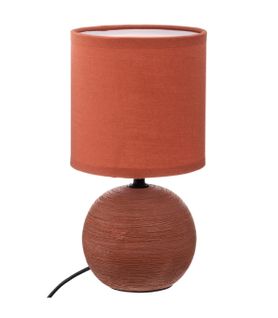 Lampe En Céramique Pied Boule Striée Terracotta