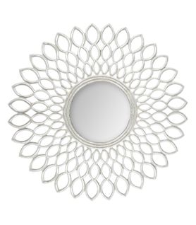 Grand Miroir Mural En Bois Peint Argent Vieilli D 90 Cm