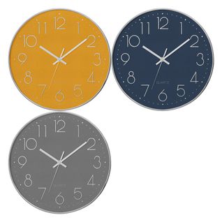 Horloge plastique 3D Ø 30 cm  Bleu / Jaune / Gris